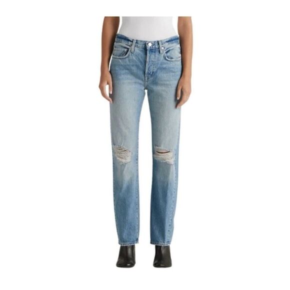 Edwin Tash Ripped High Waist Relaxed Fit Jeans In Surrender Size 24 - NWT $228 - Picture 2 of 7